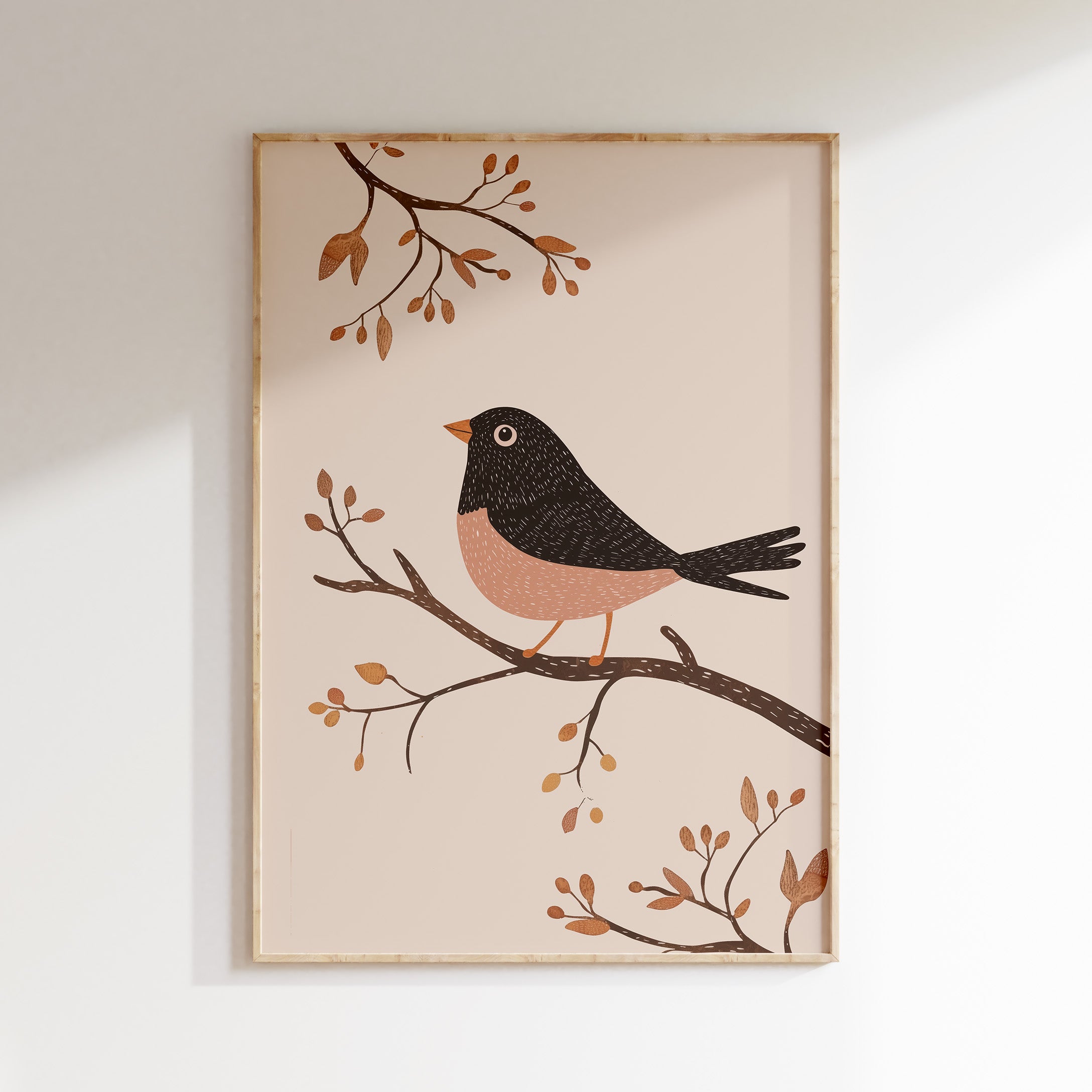 Kinderkamer print - Vogeltje op een tak