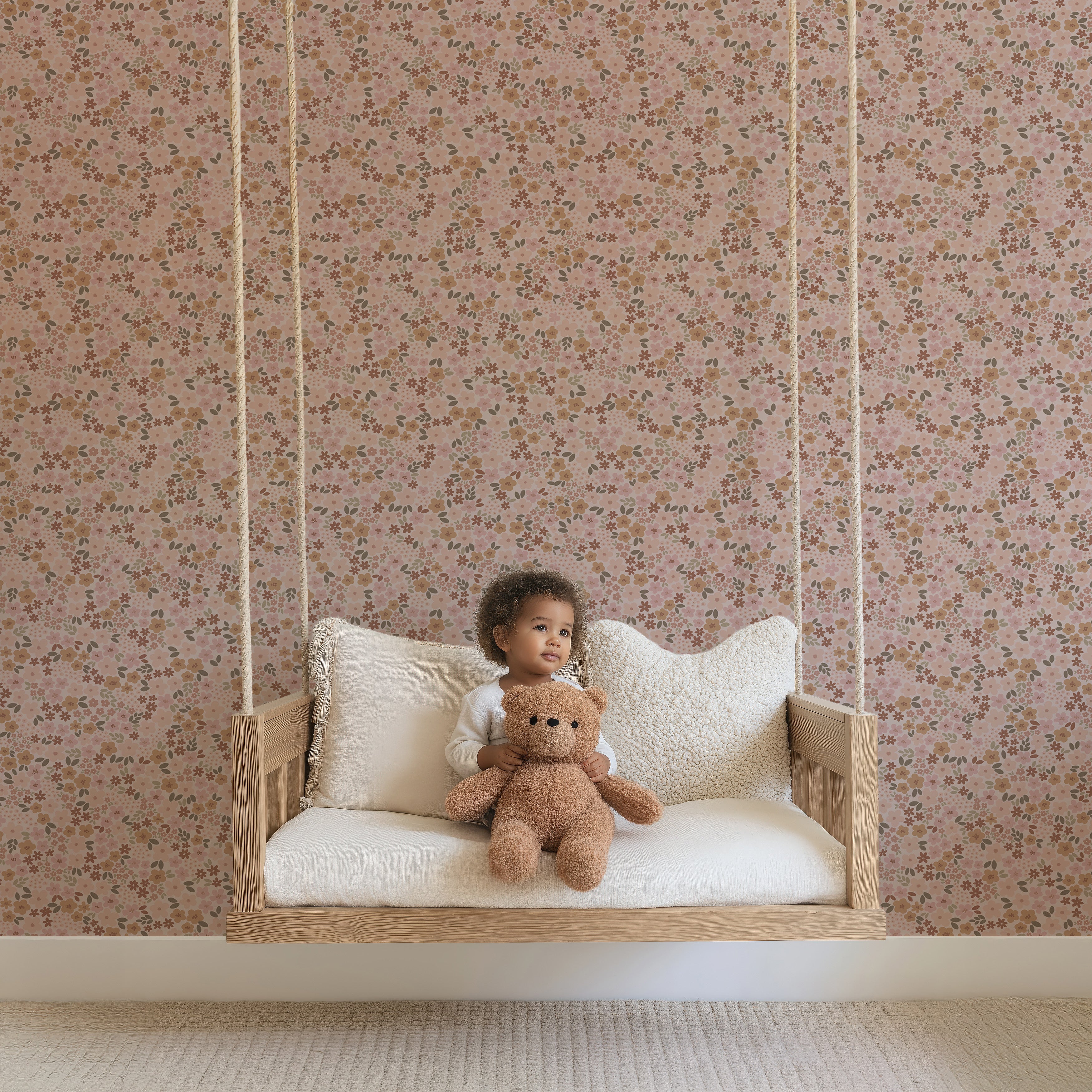 Behang Ditsy Flowers - rosy meadow