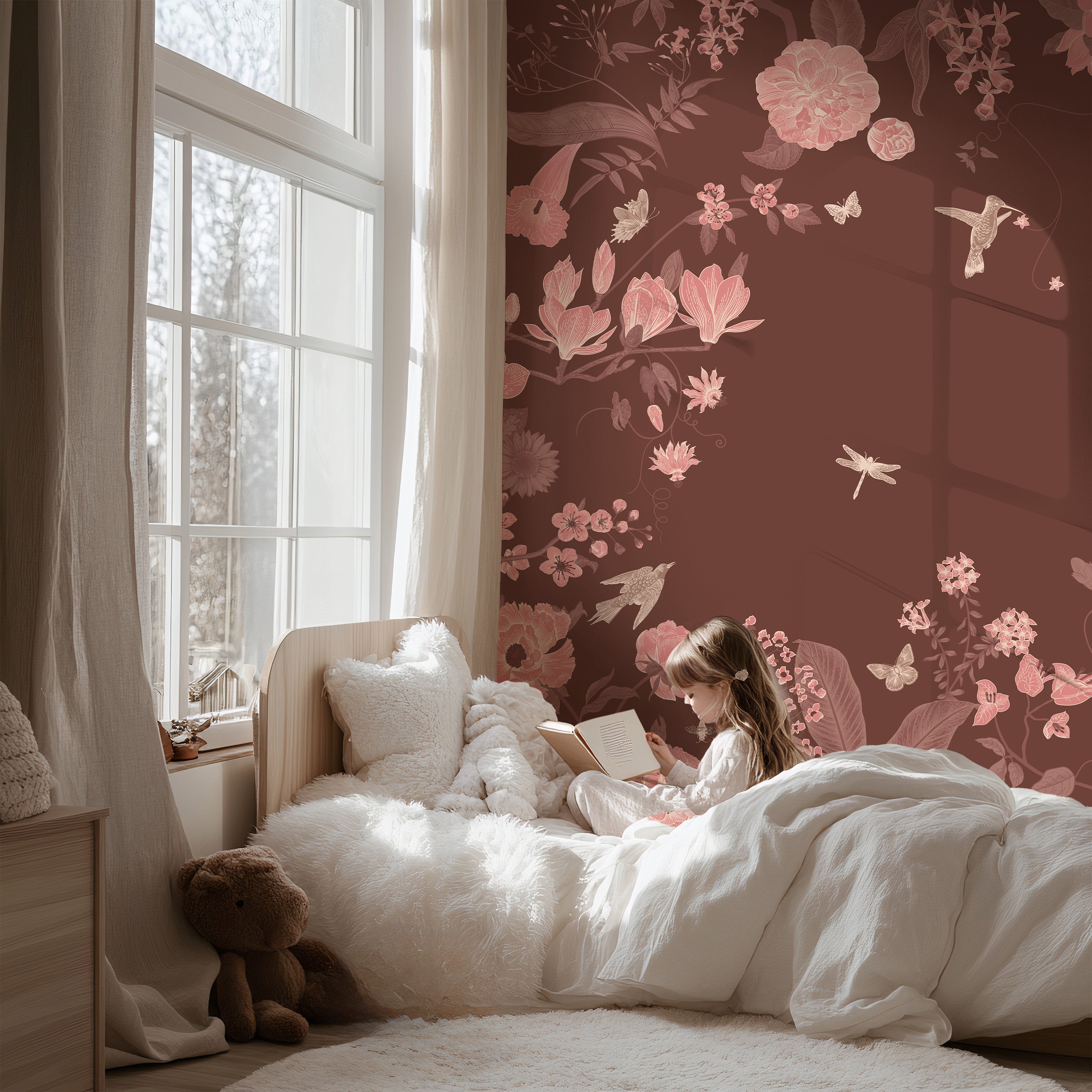 Collage behang Botanical Garden - bruin (aanbieding)
