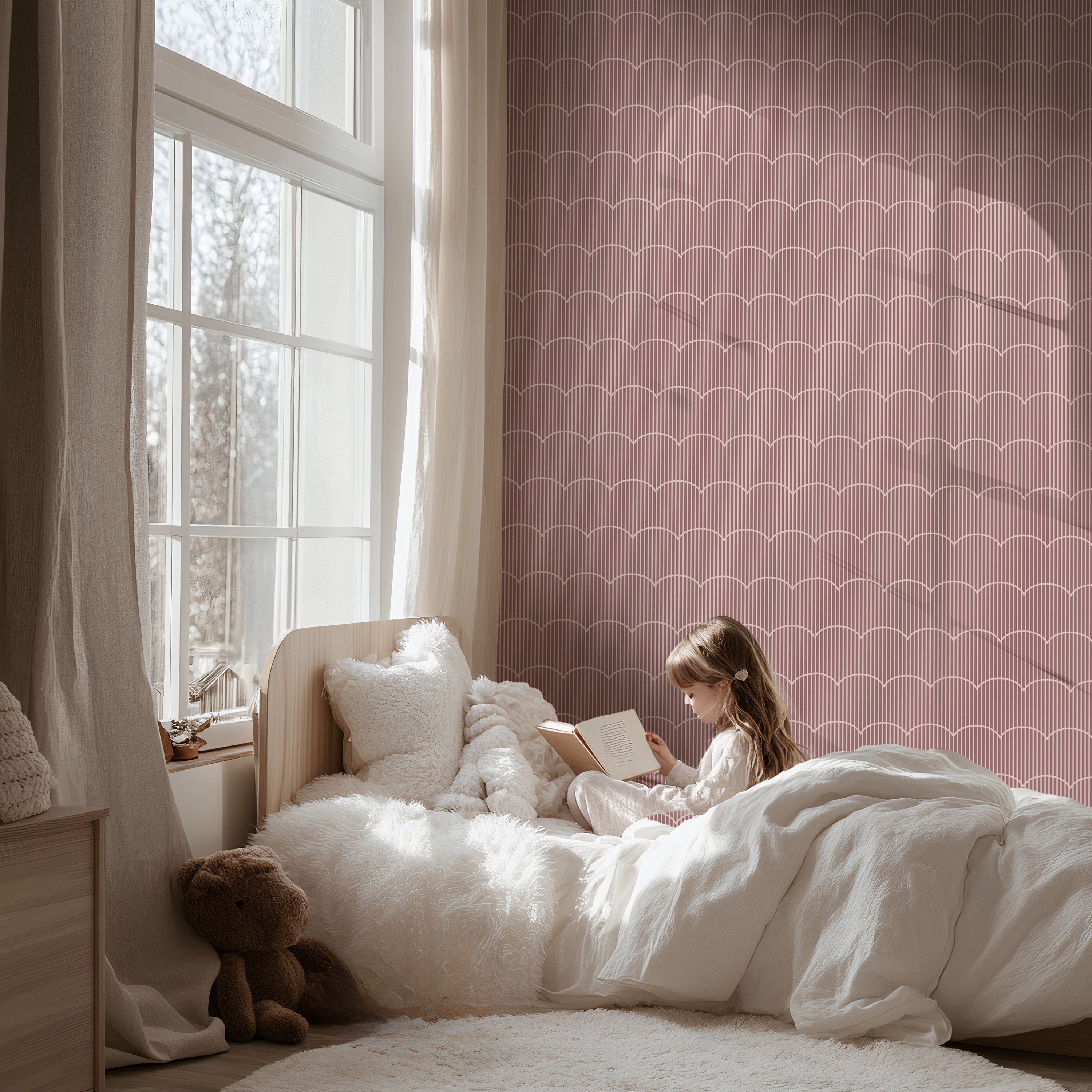 Wallpaper Retro Waves - eggplant