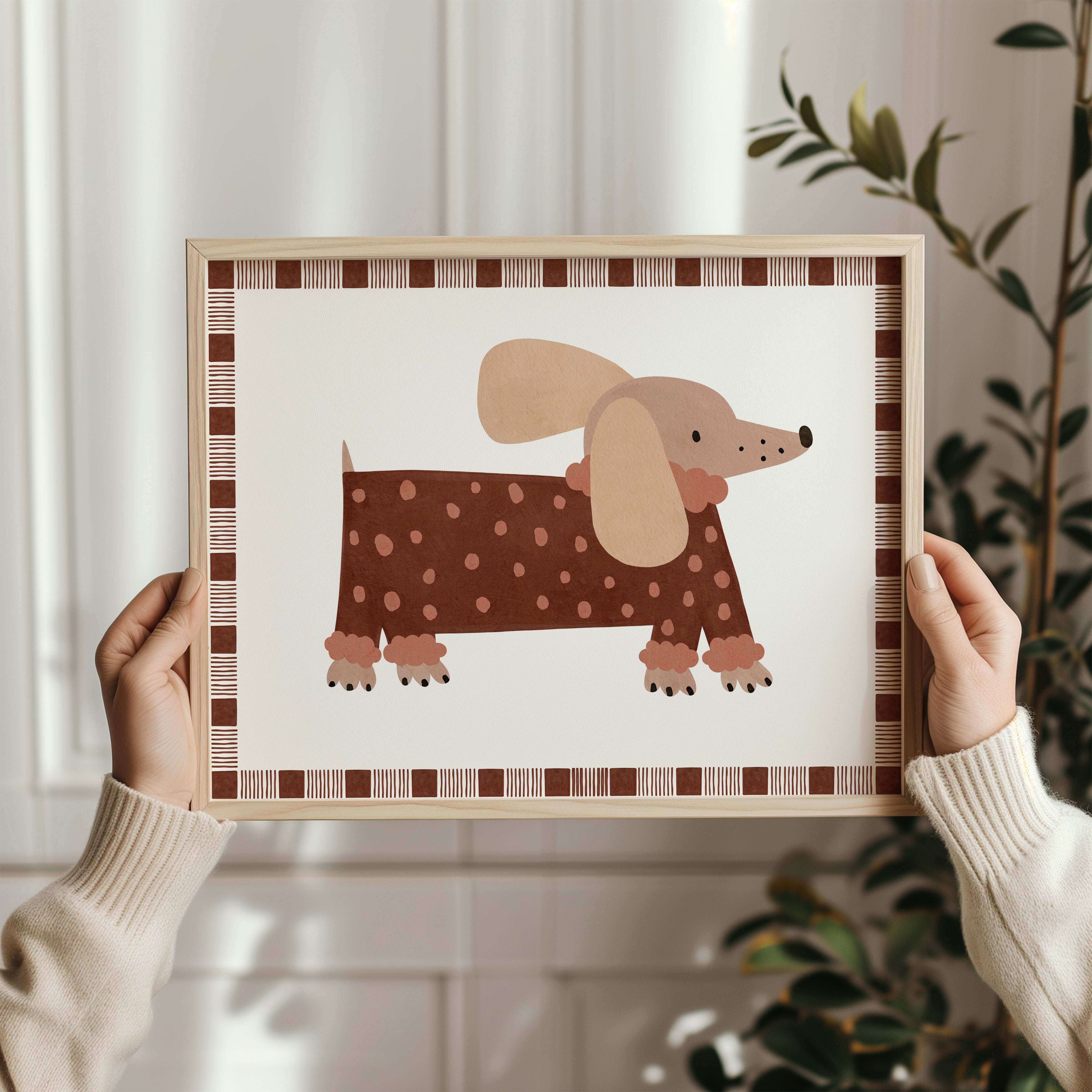 Retro kinderkamer poster - Hond met stippen