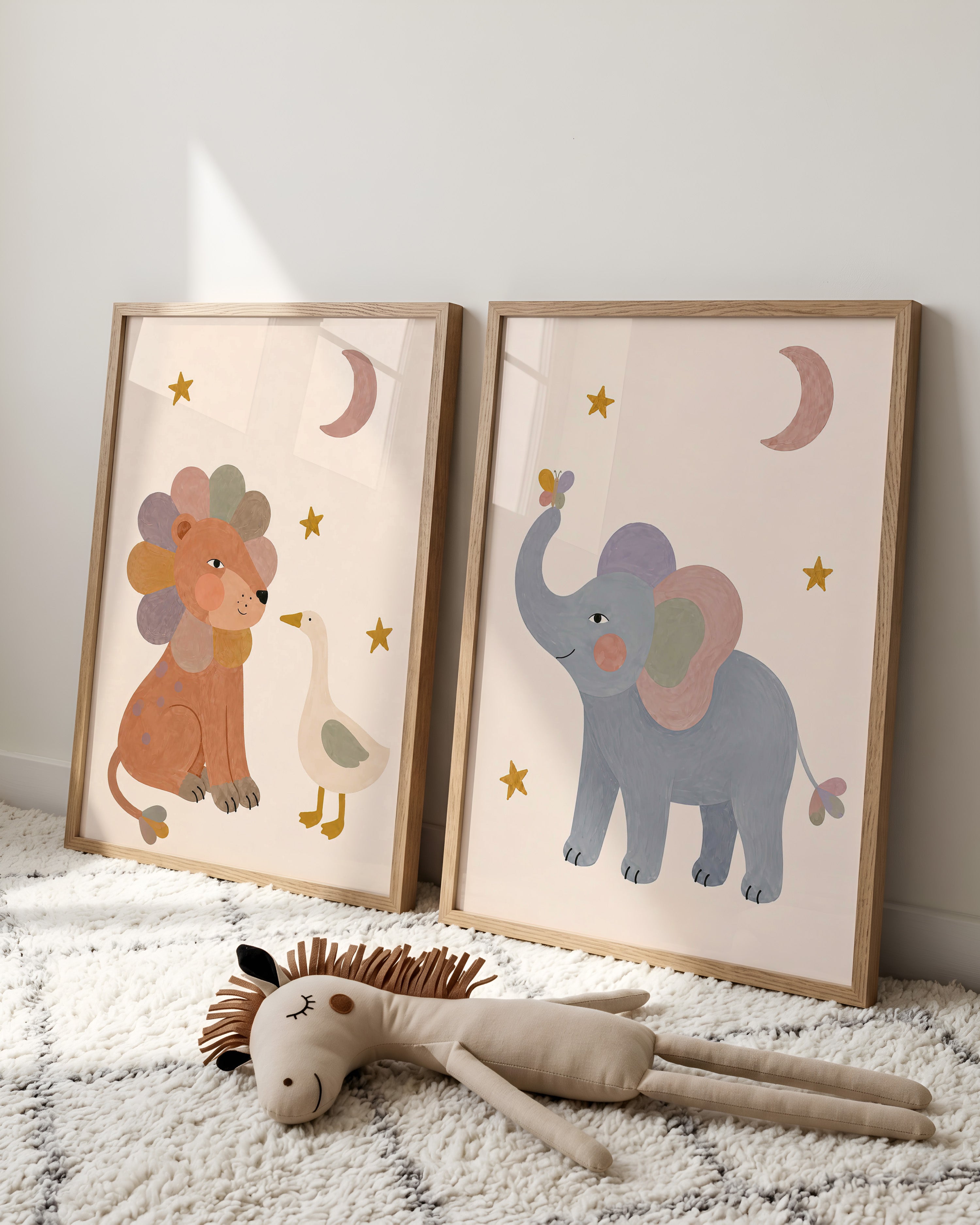 Kinderkamer print - Olifant met vlinder