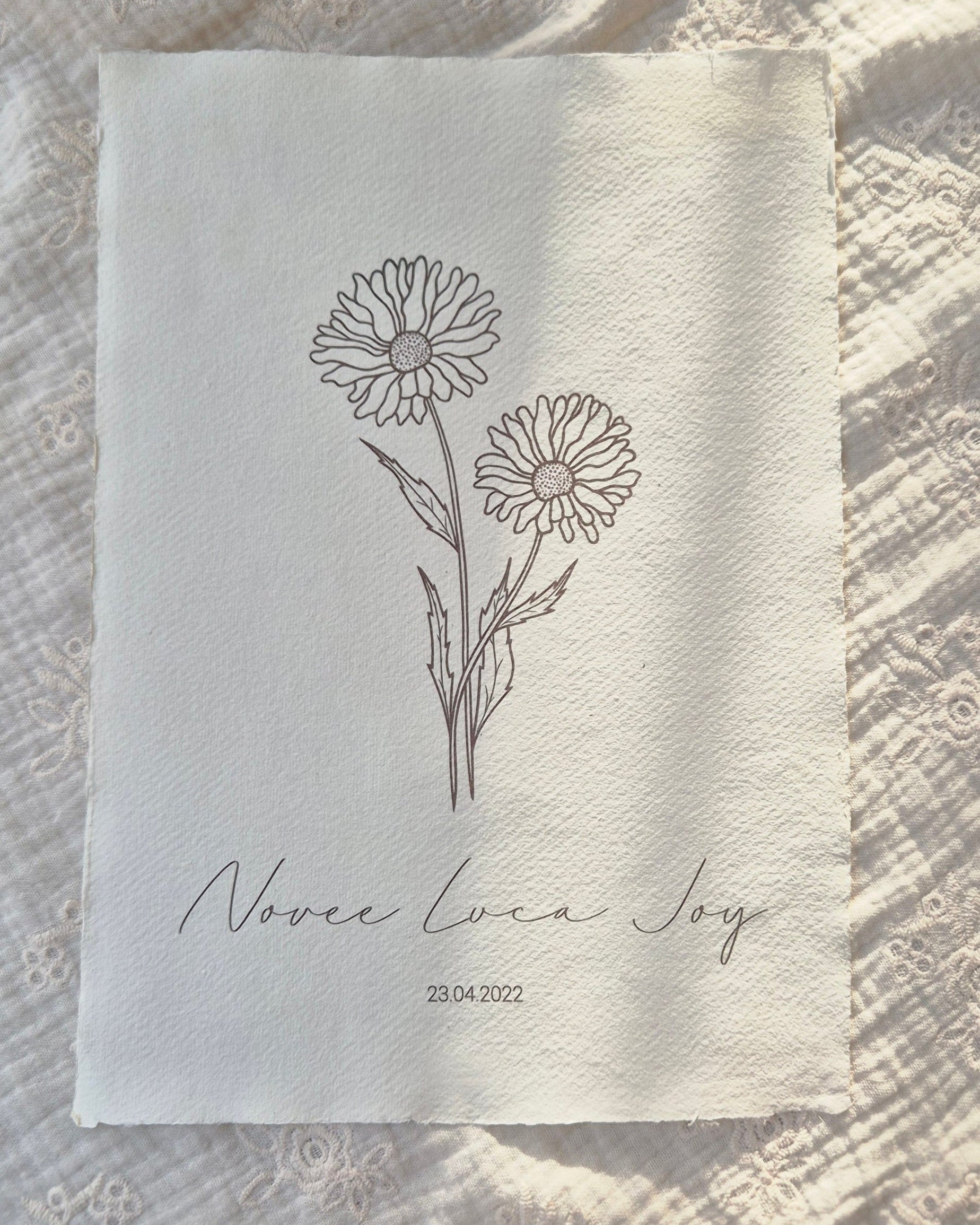 Handgemaakte poster geboortebloem april