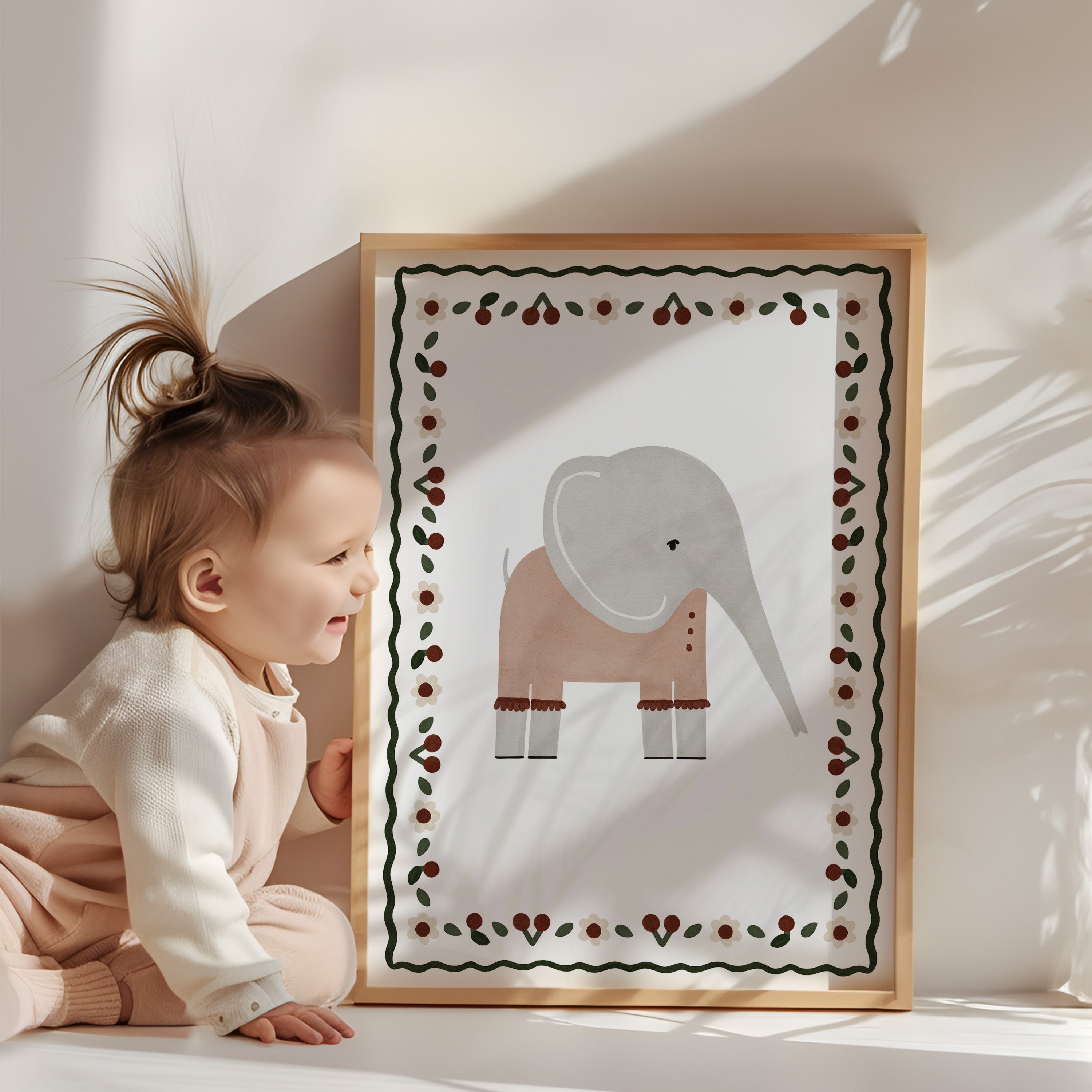 Retro kinderkamer poster - Olifant