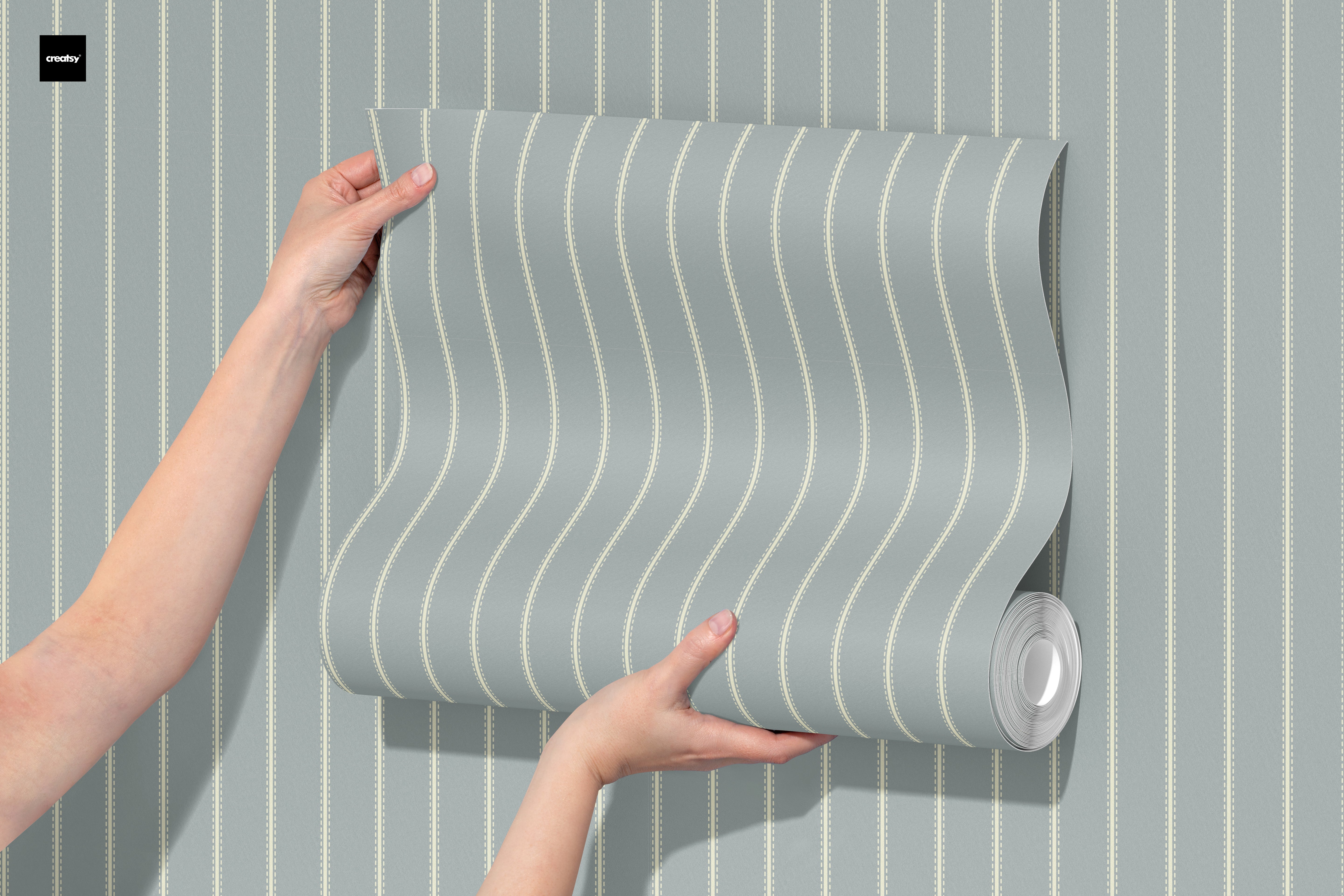 Behang Tiny Stripes - vintage blue