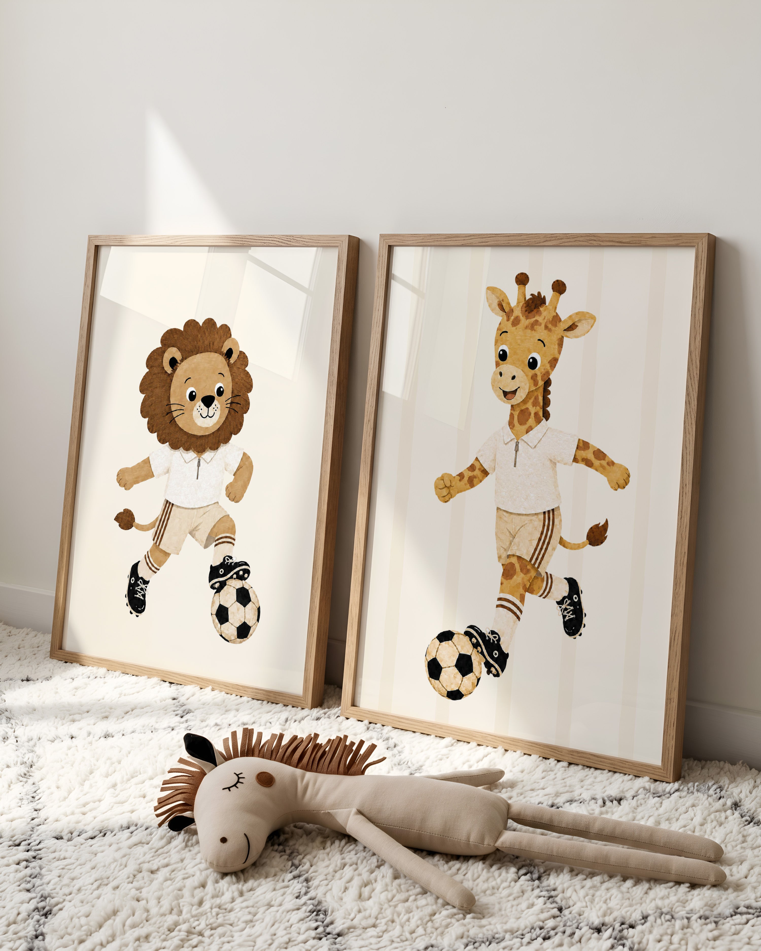 Children's room poster - Footballer giraffe