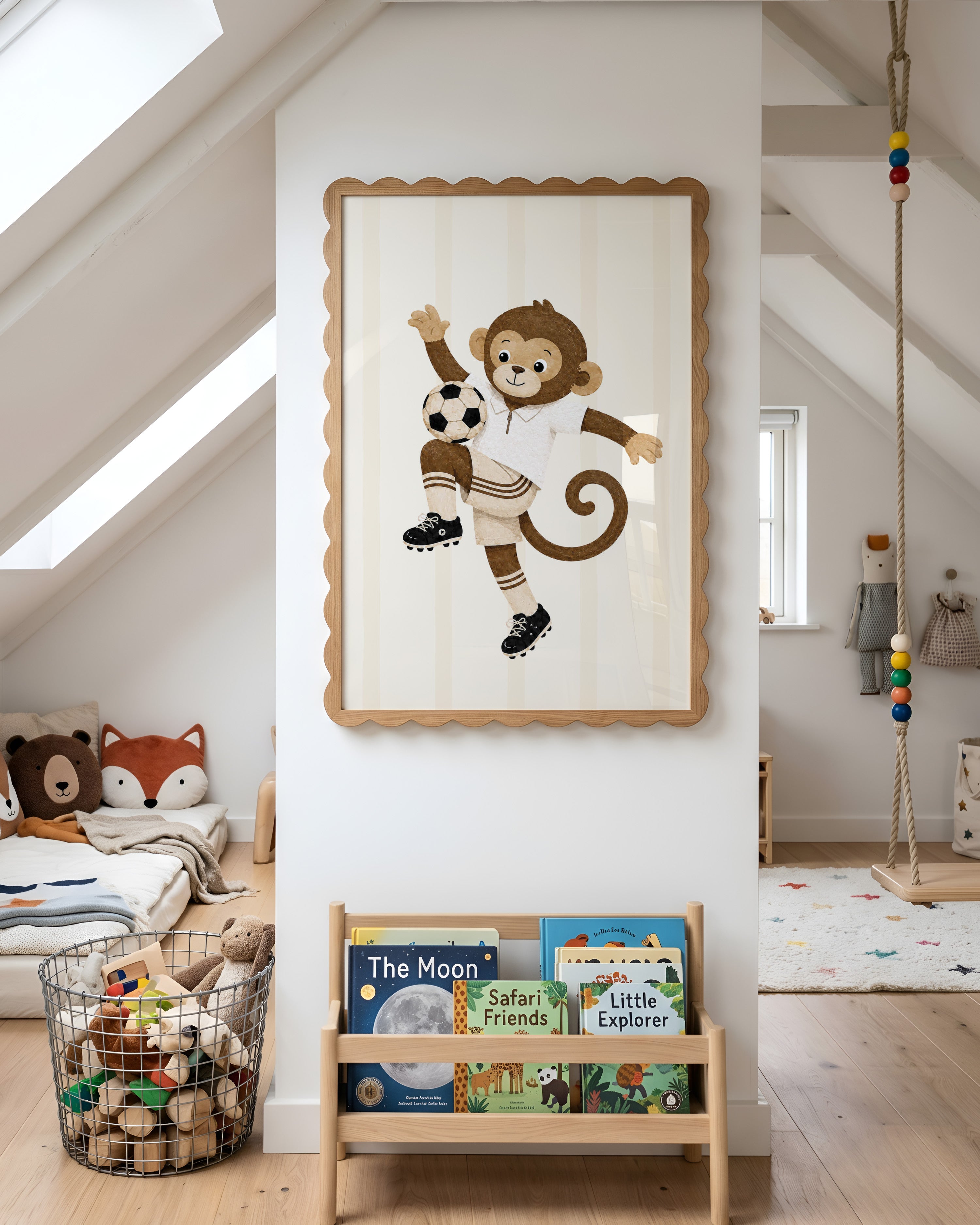 Kinderkamer poster - Voetballer aap