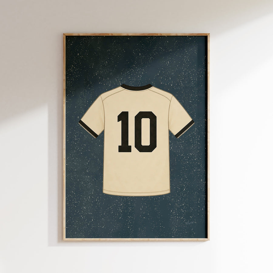 Voetbalshirt nr. 10 poster in een houten lijst voor de baby- of kinderkamer
