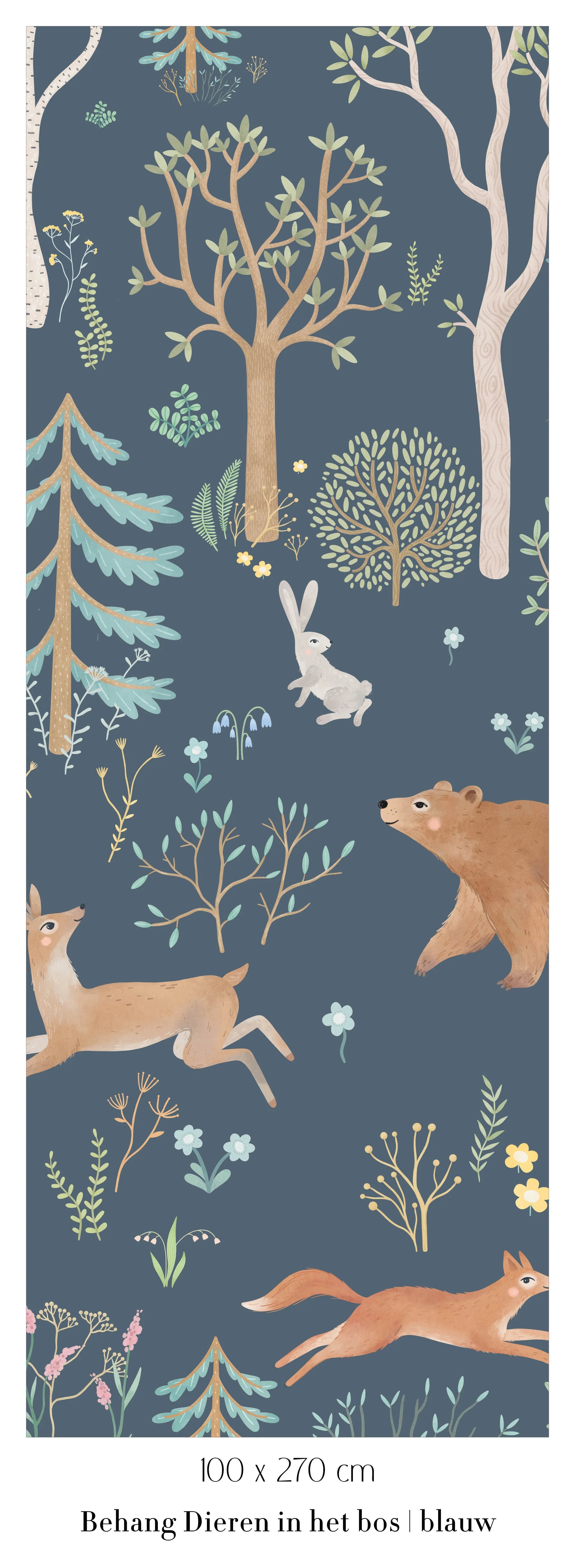 Collage behang Dieren in het bos - blauw