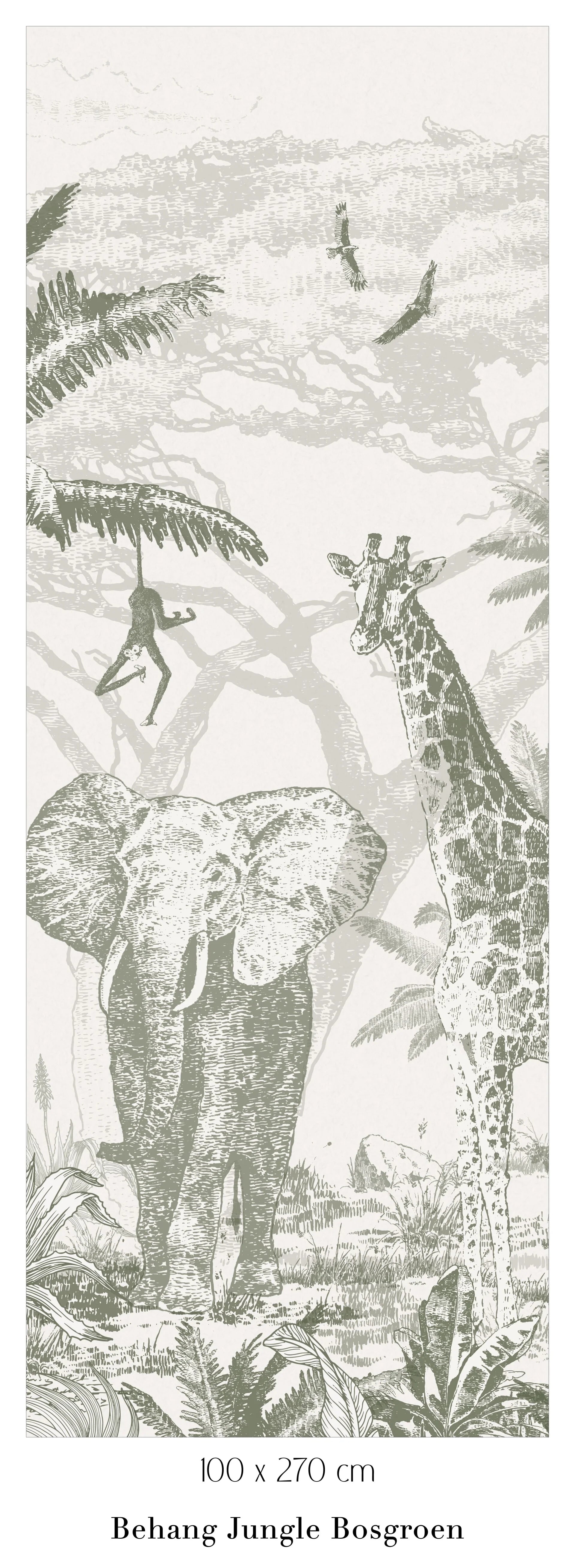 Collage behang Jungle - bosgroen