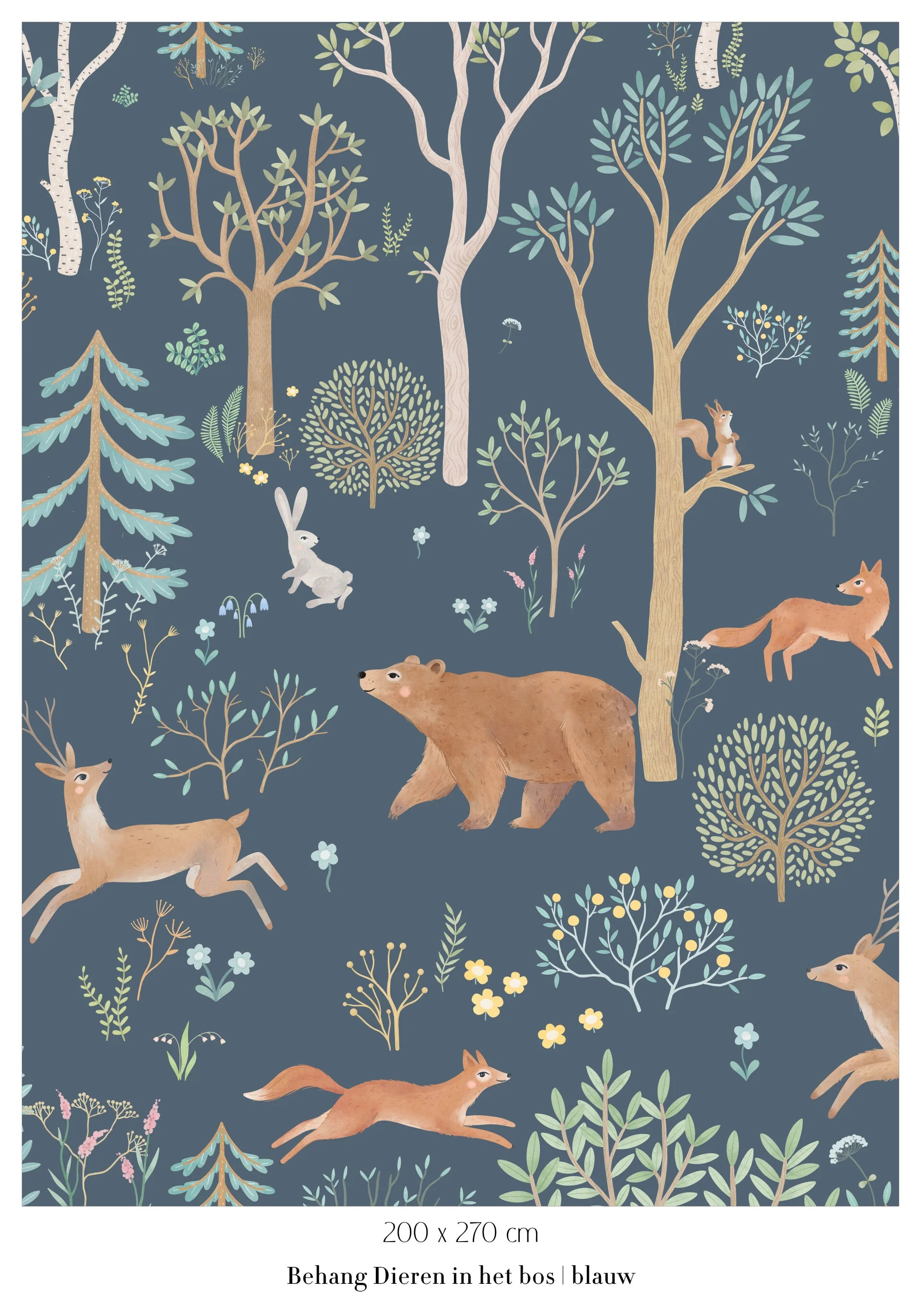 Collage behang Dieren in het bos - blauw