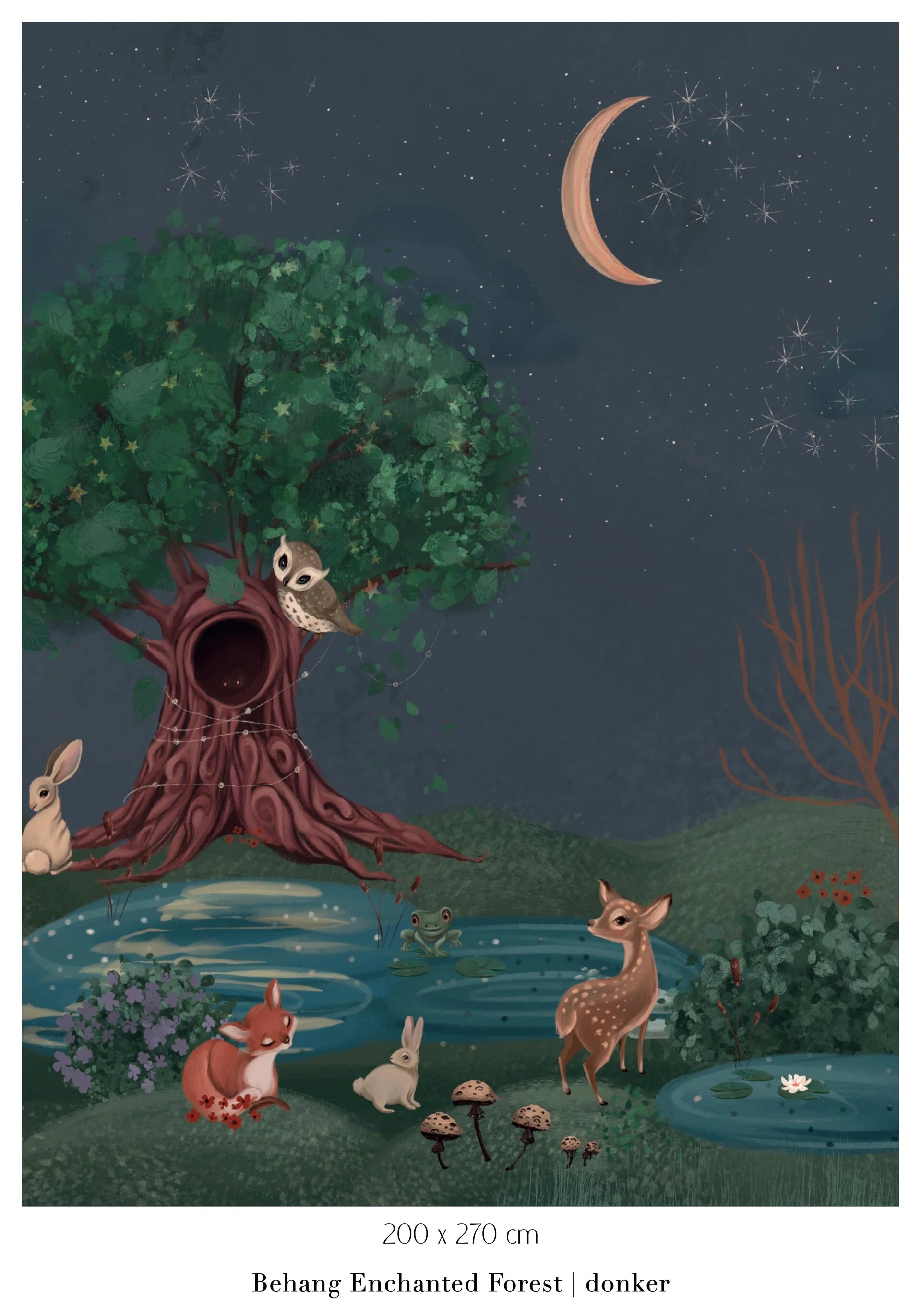 Collage wallpaper Enchanted Forest - blue