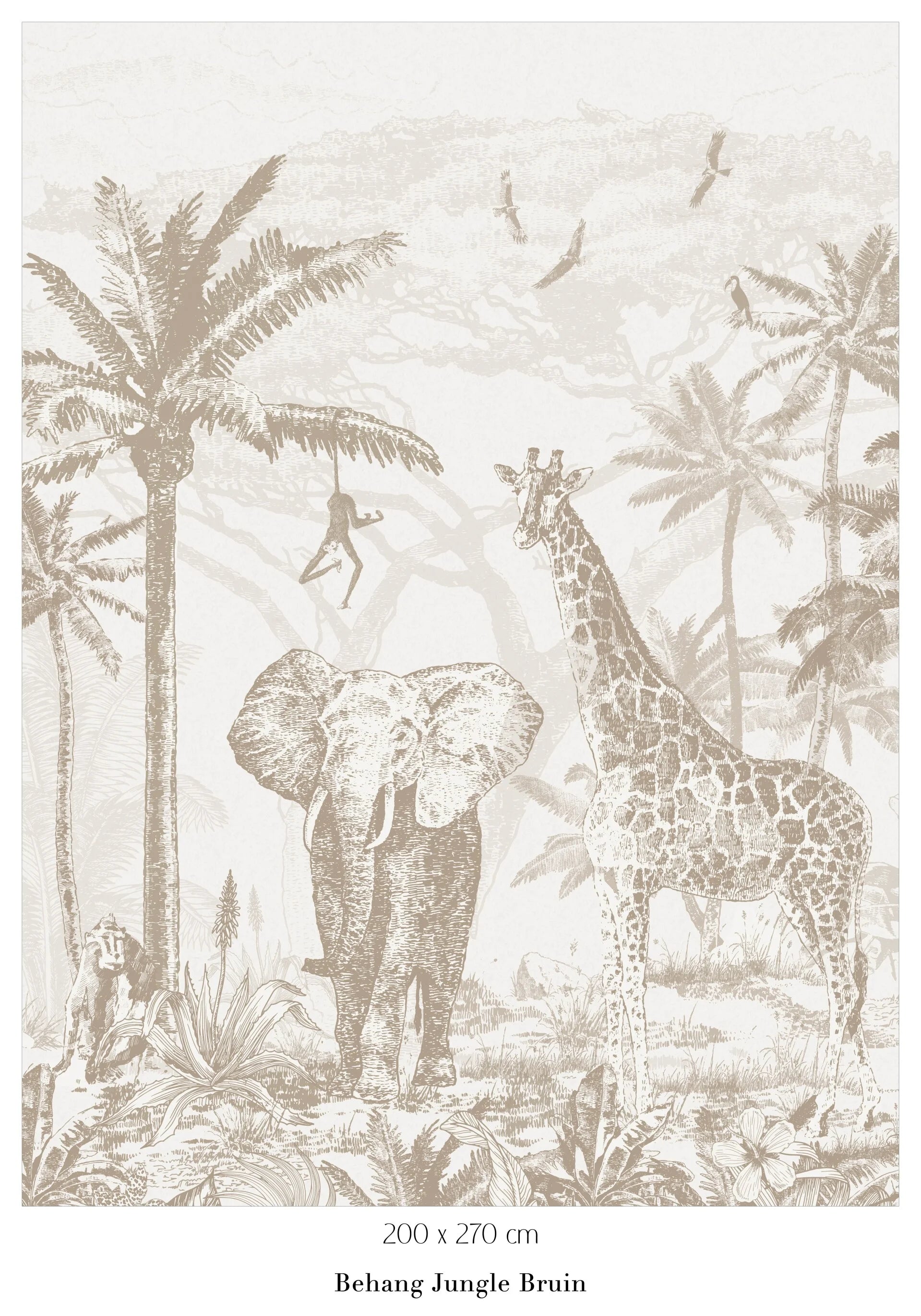 Collage behang Jungle - bruin