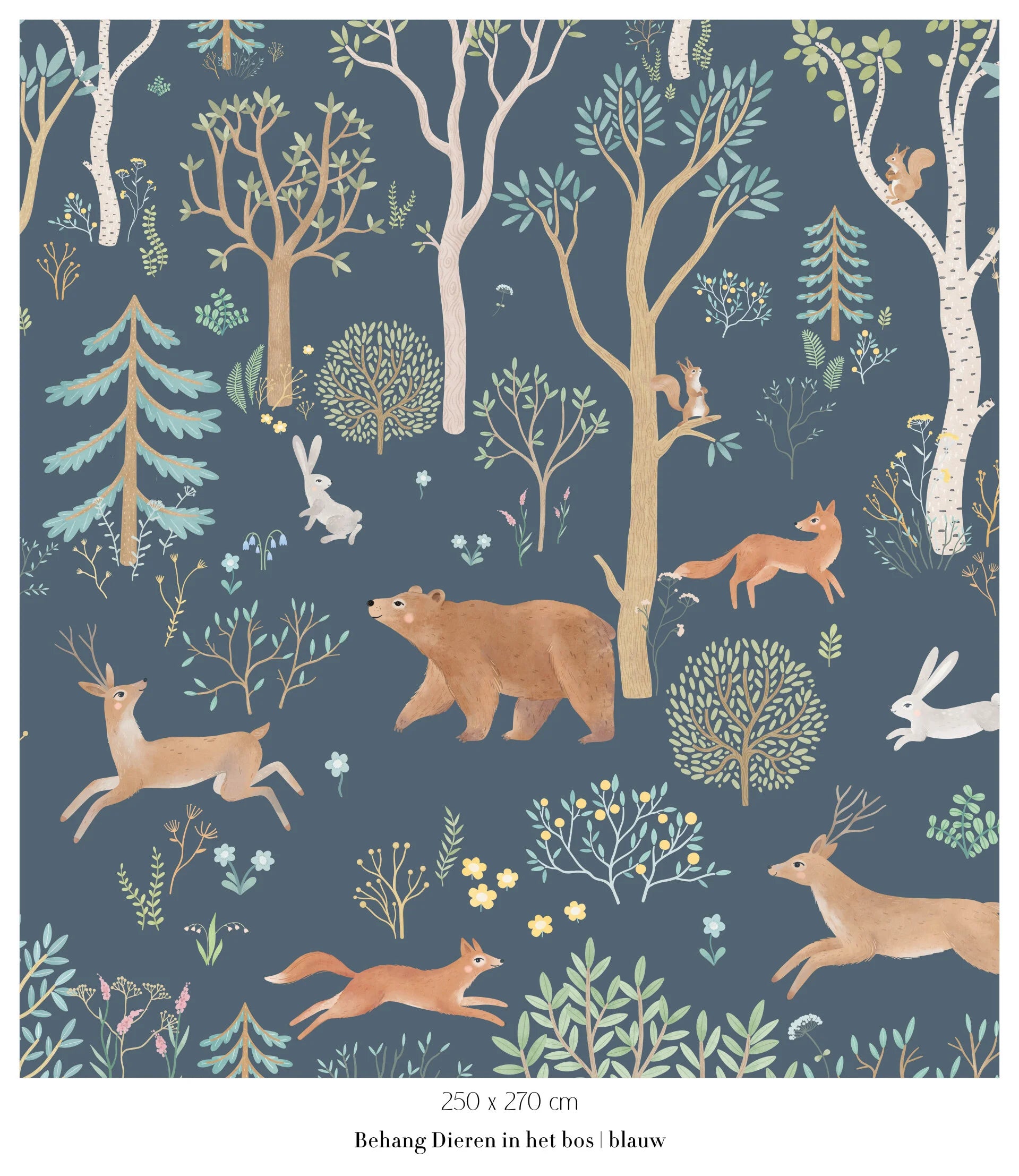 Collage behang Dieren in het bos - blauw