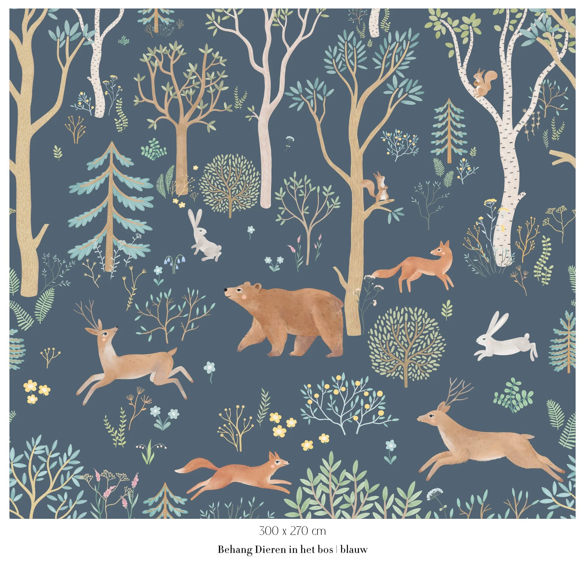 Collage behang Dieren in het bos - blauw