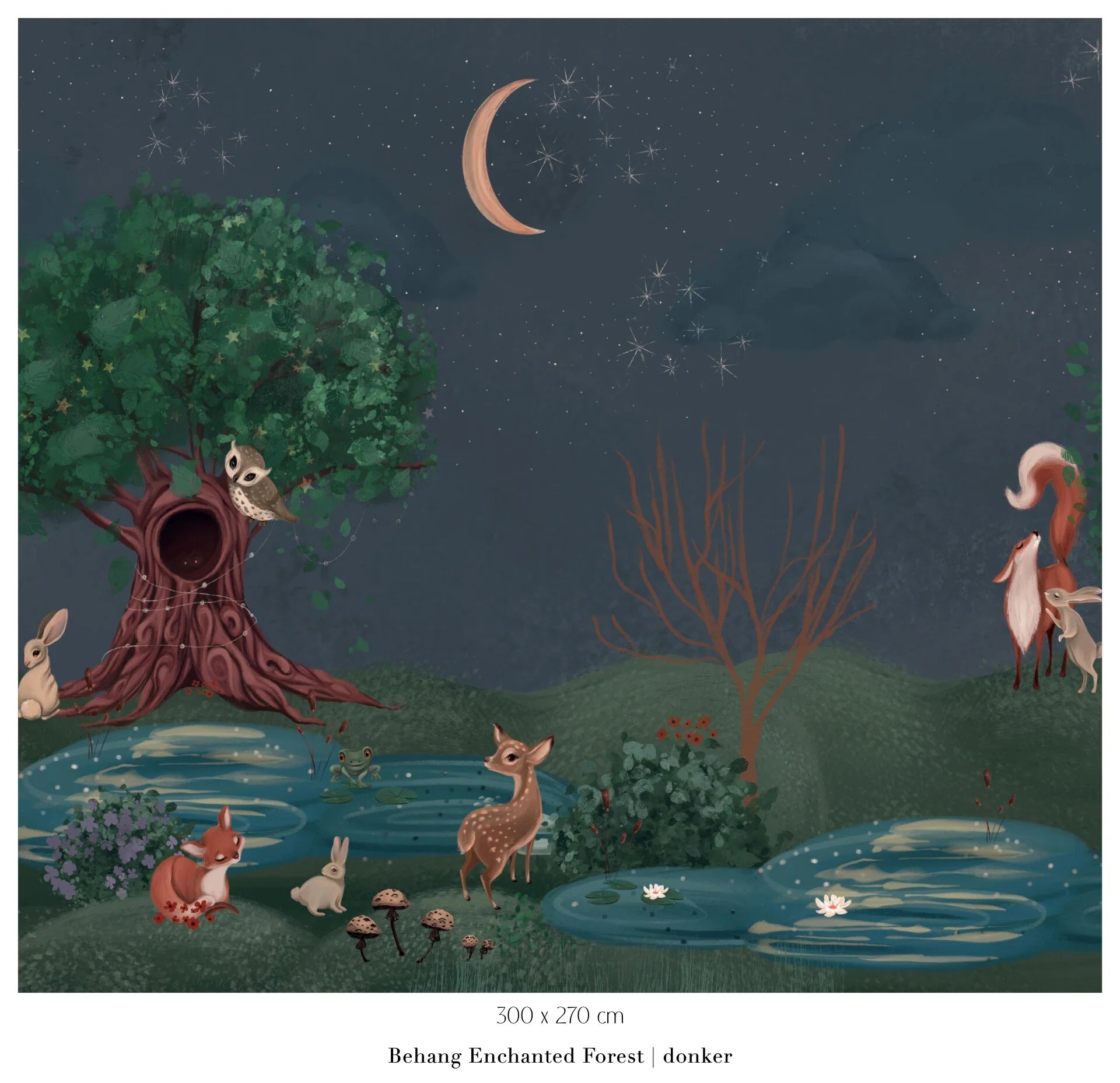 Collage wallpaper Enchanted Forest - blue