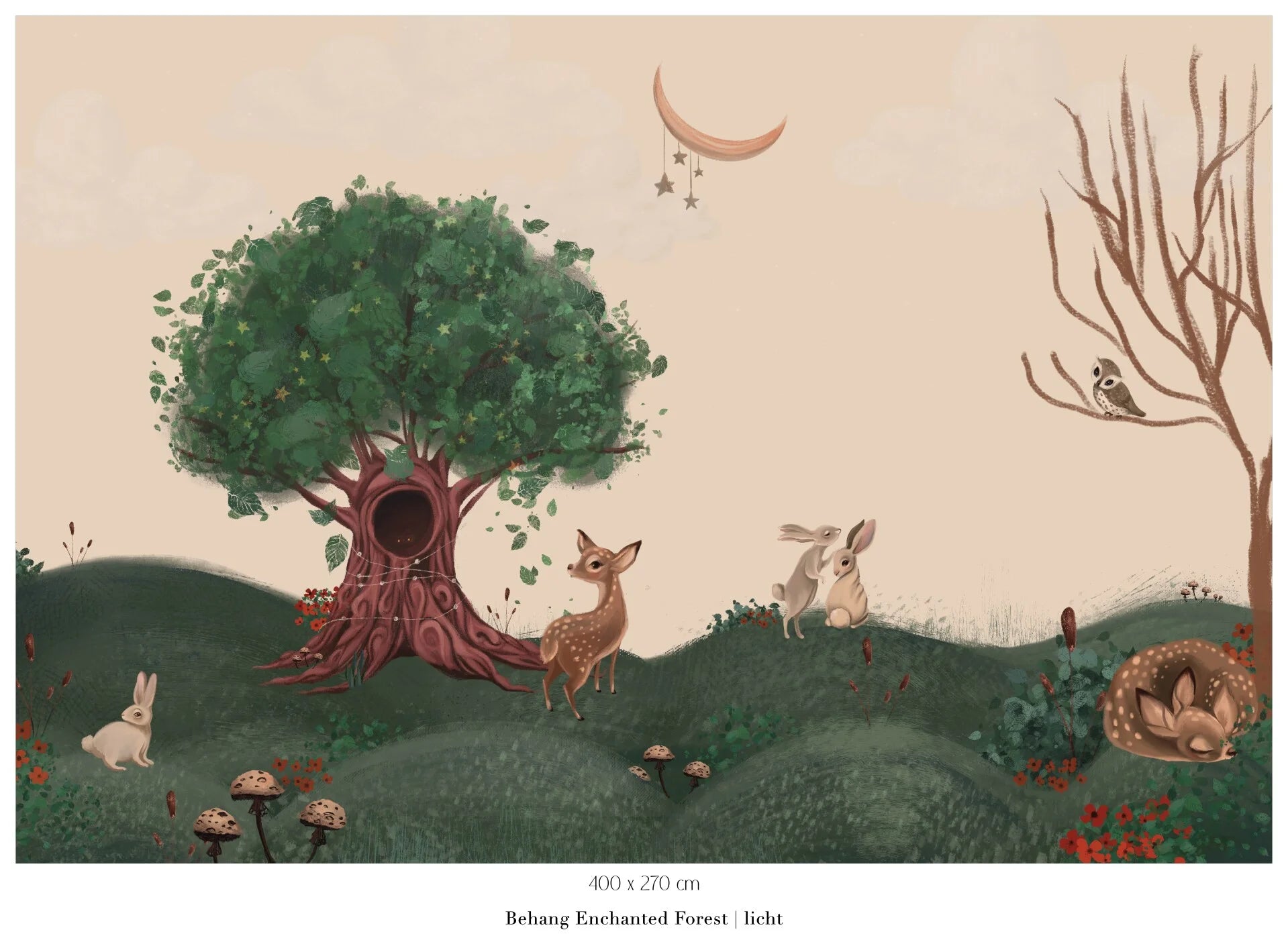 Collage behang Enchanted Forest - beige