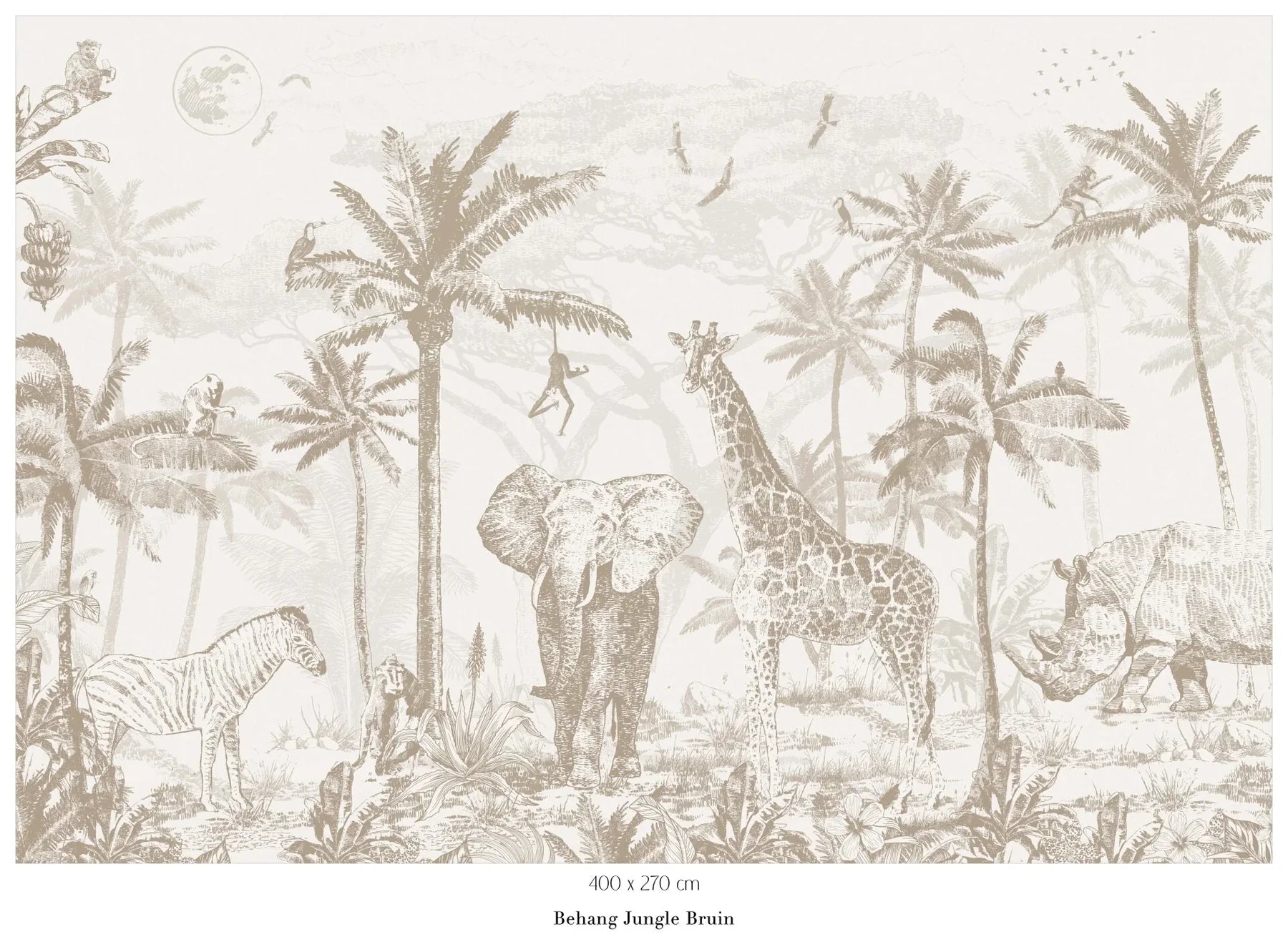 Collage wallpaper Jungle - brown