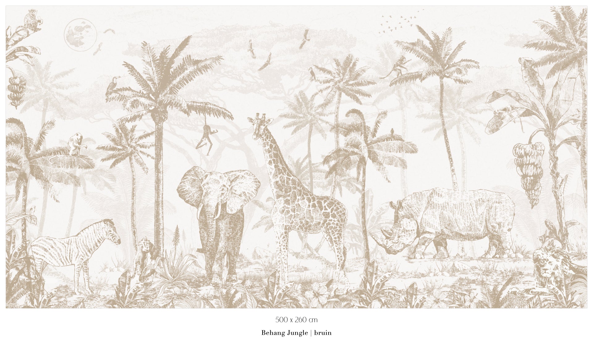 Collage behang Jungle - bruin