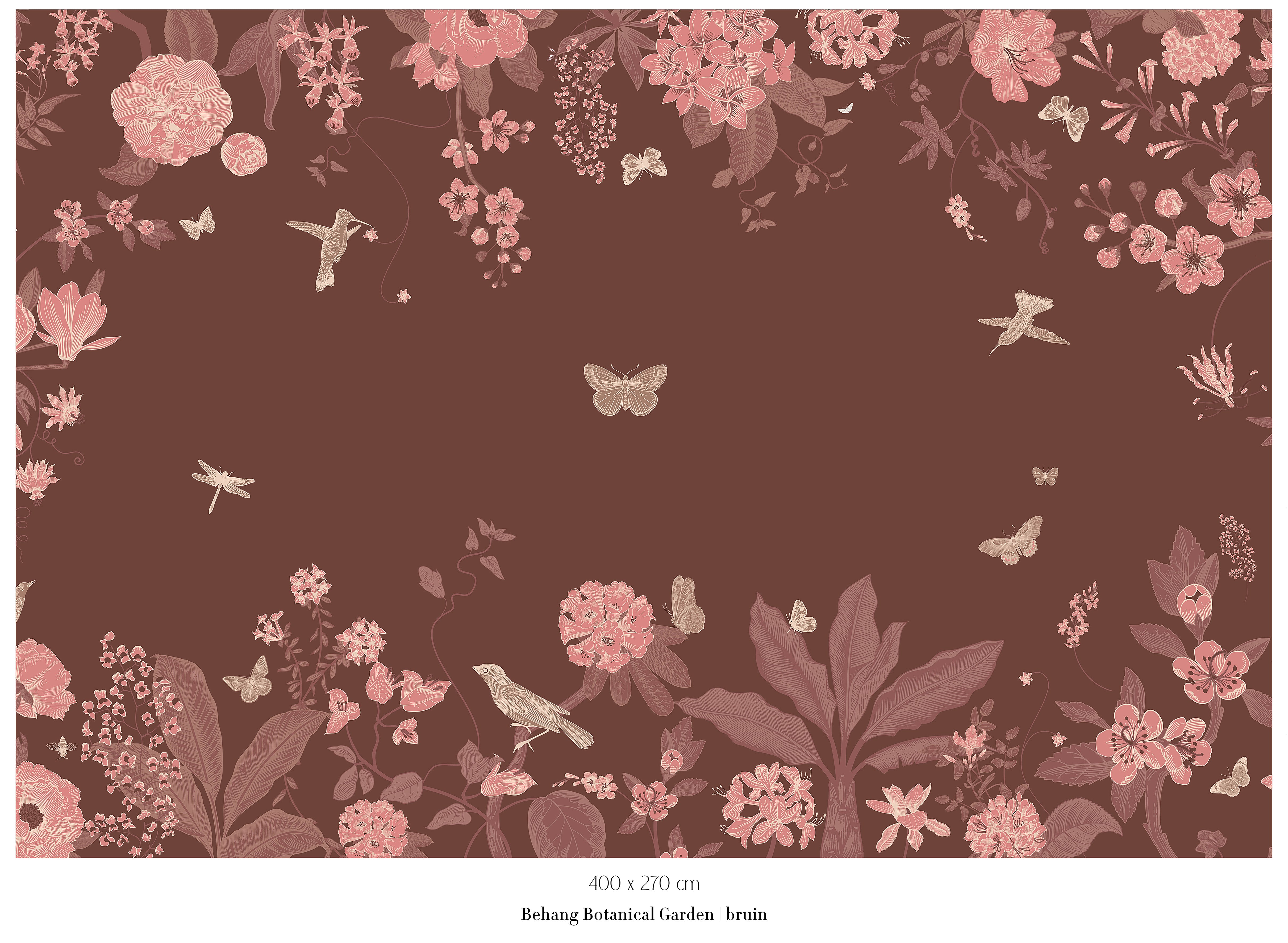 Collage behang Botanical Garden - bruin (aanbieding)