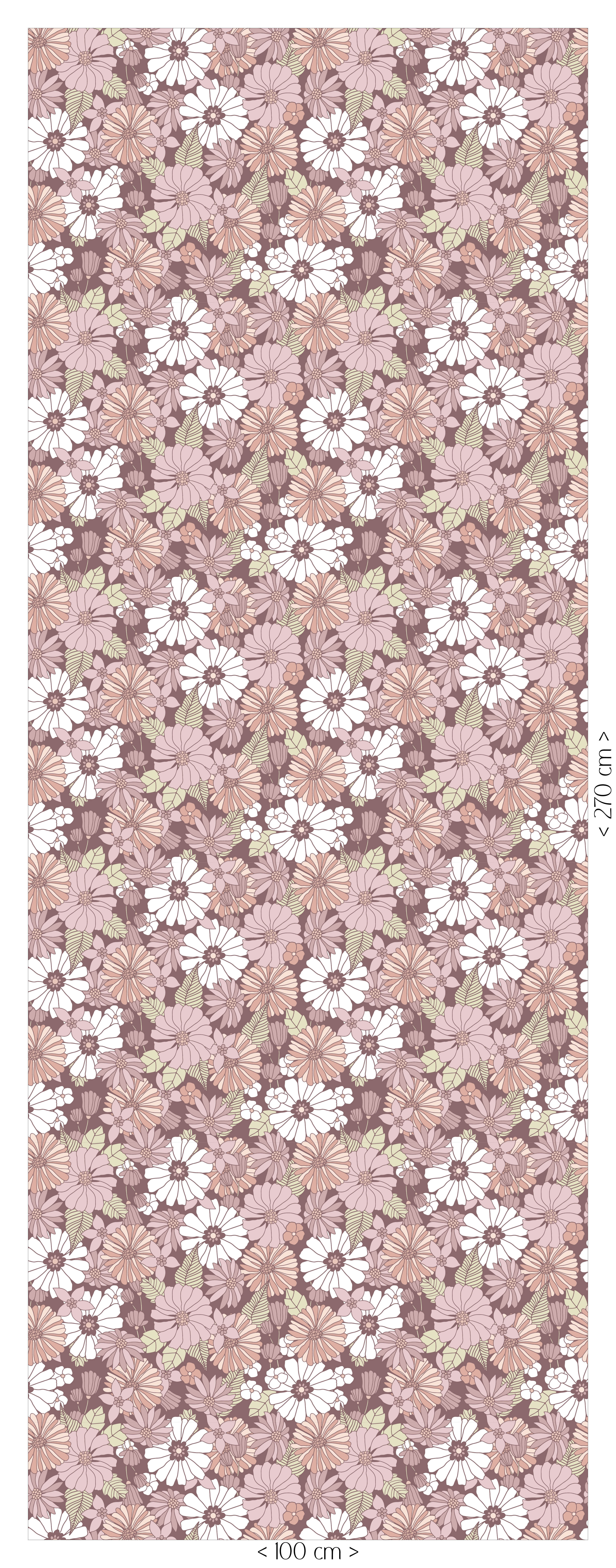 Behang Retro Flowers - mauve