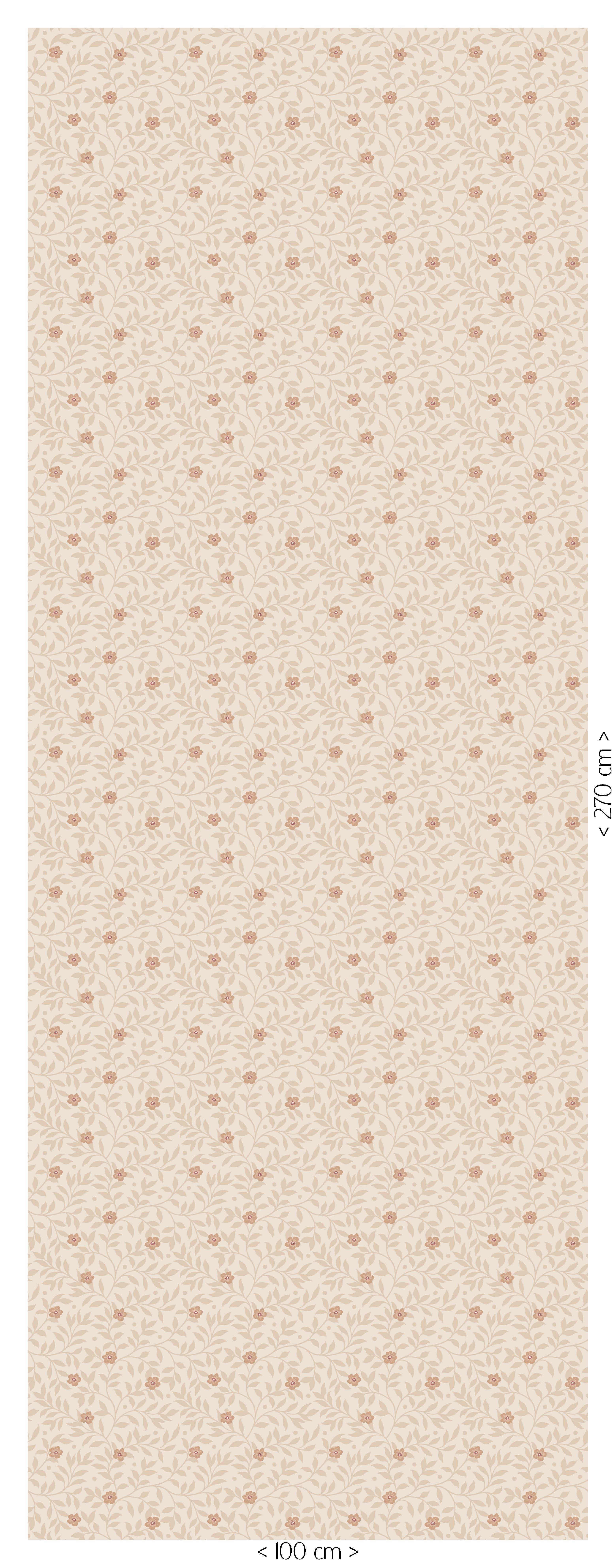 Petite Blossom abricot bloemenbehang met beige bladeren en abrikooskleurige bloemen