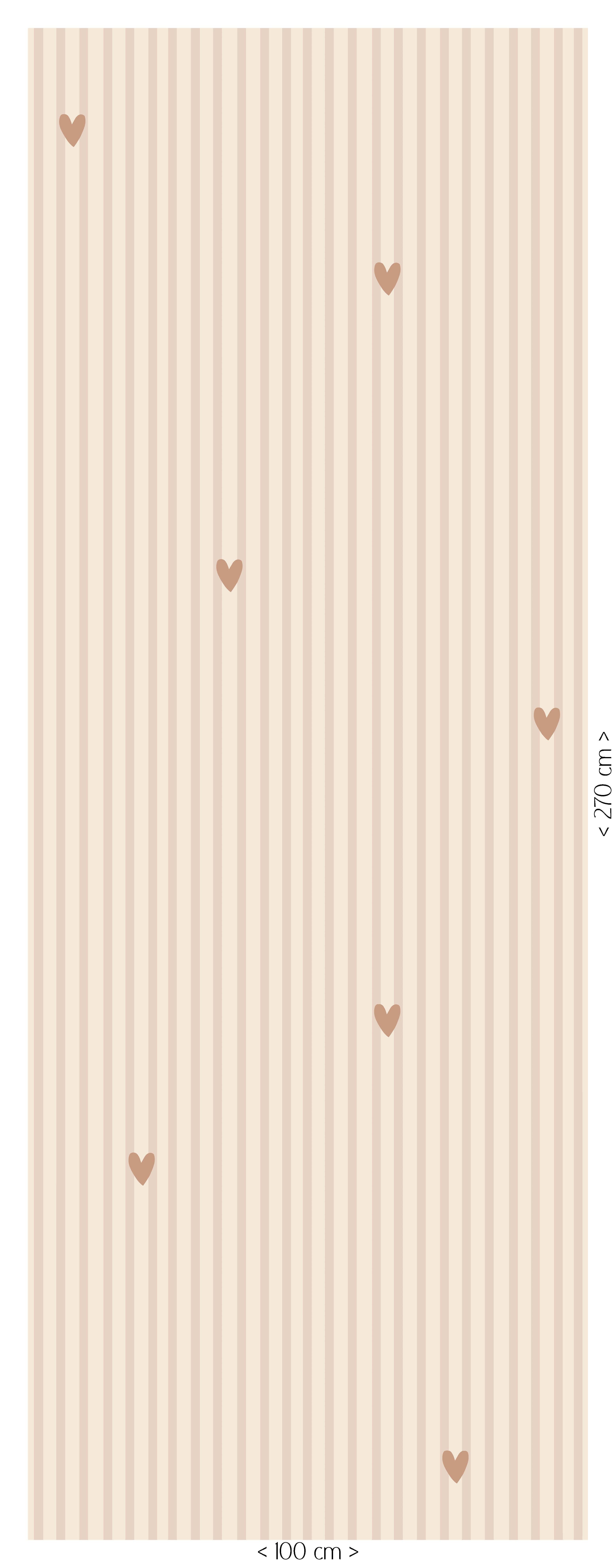 Behang Striped Hearts - beige