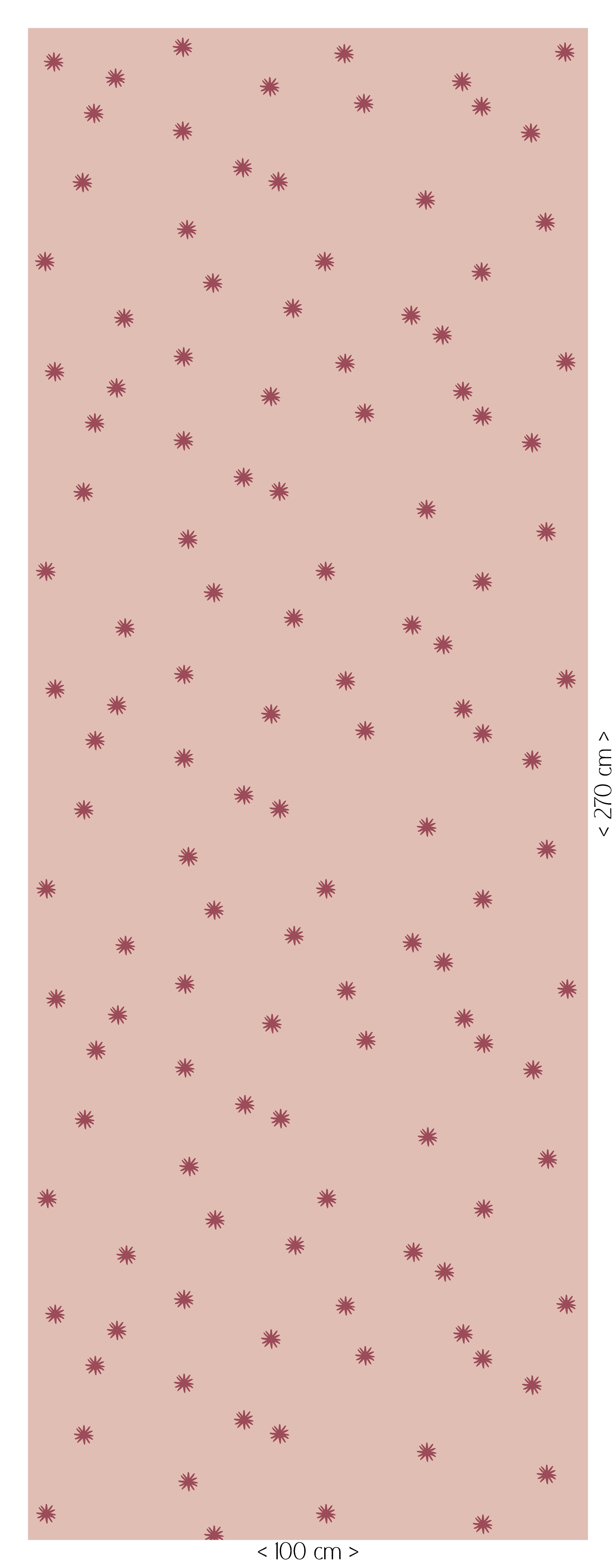 Tiny Stars berry blush sterrenbehang van 100 bij 270 cm met bessenkleurige sterren op blush