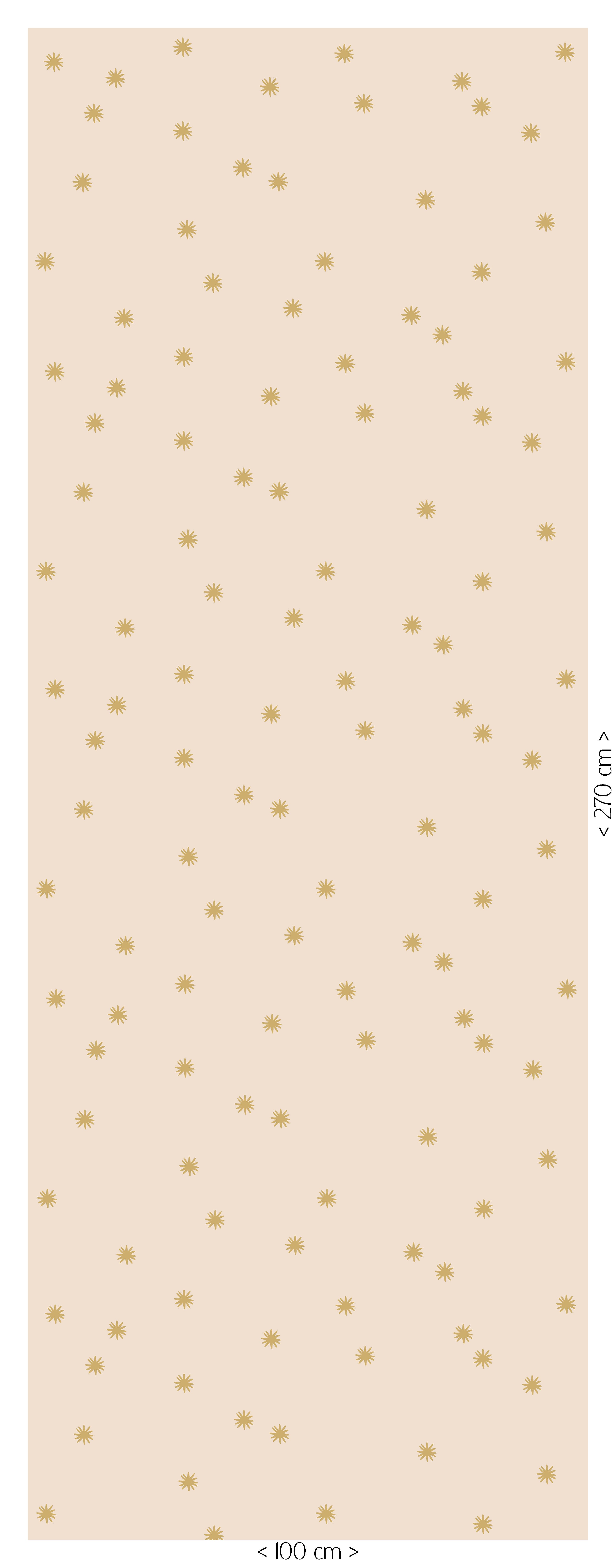 Tiny Stars honey beige sterrenbehang van 100 bij 270 cm met honinggele sterren op lichtbeige