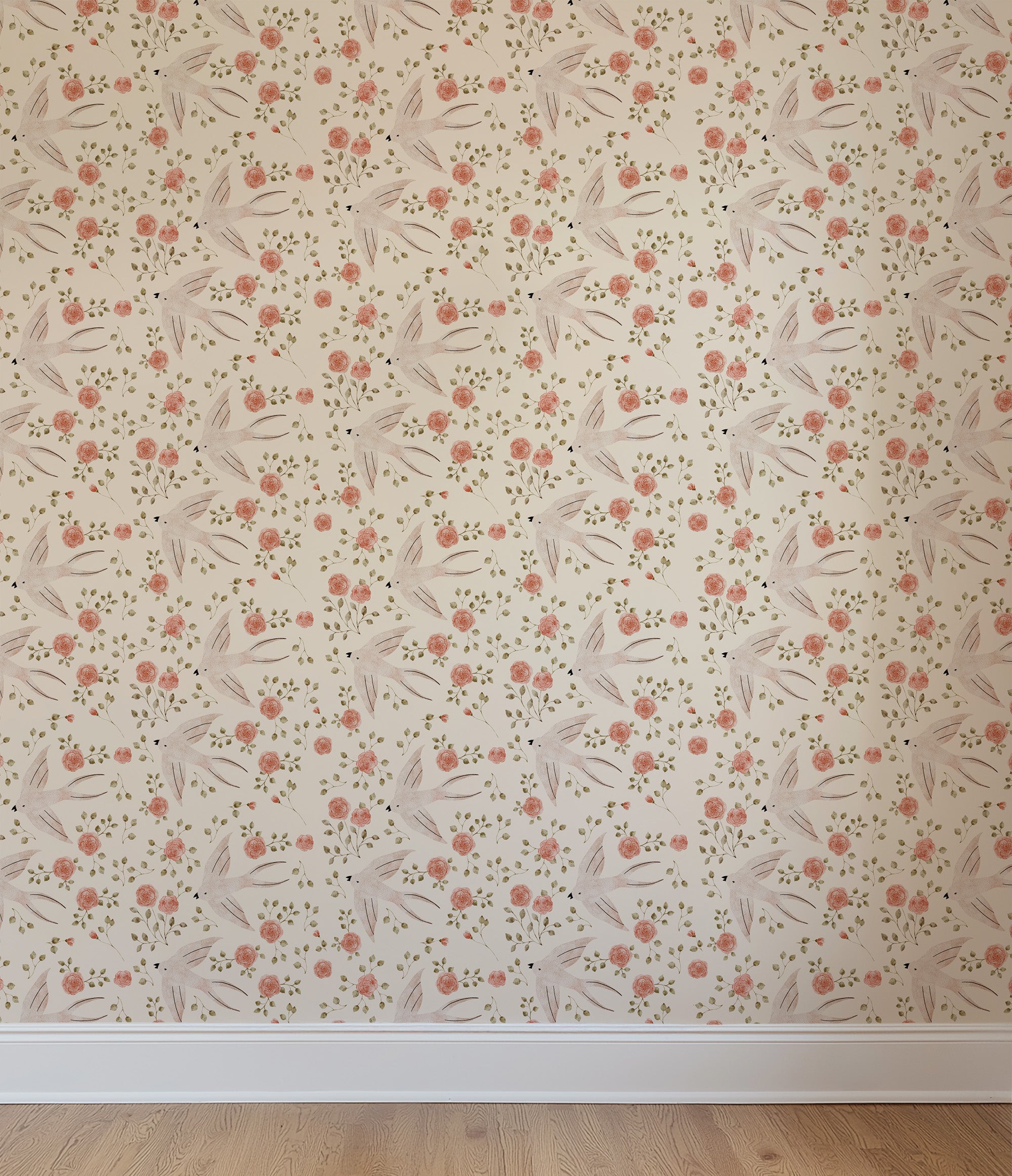 Wallpaper Rose Birds
