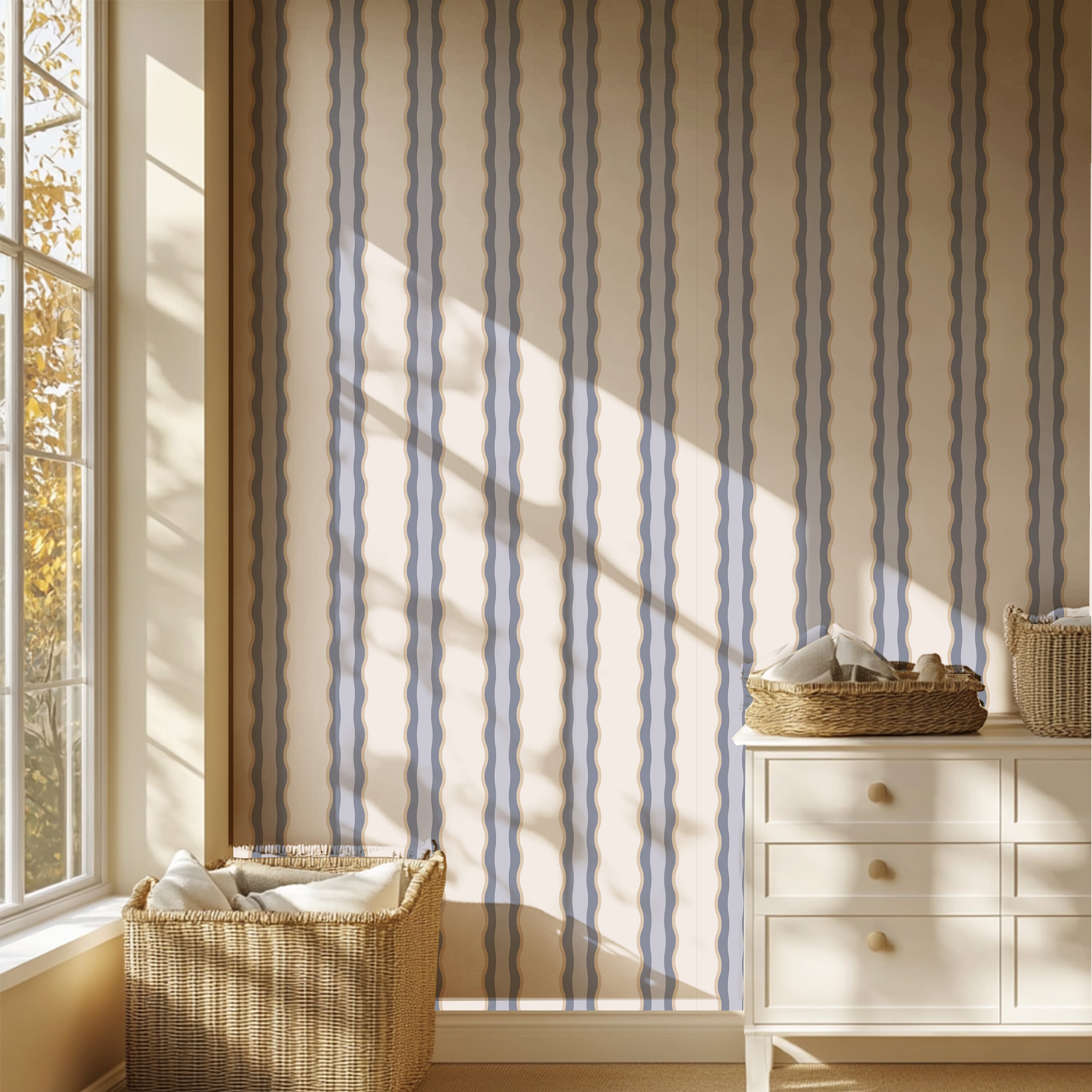 Wobbly Waves Wallpaper - blue