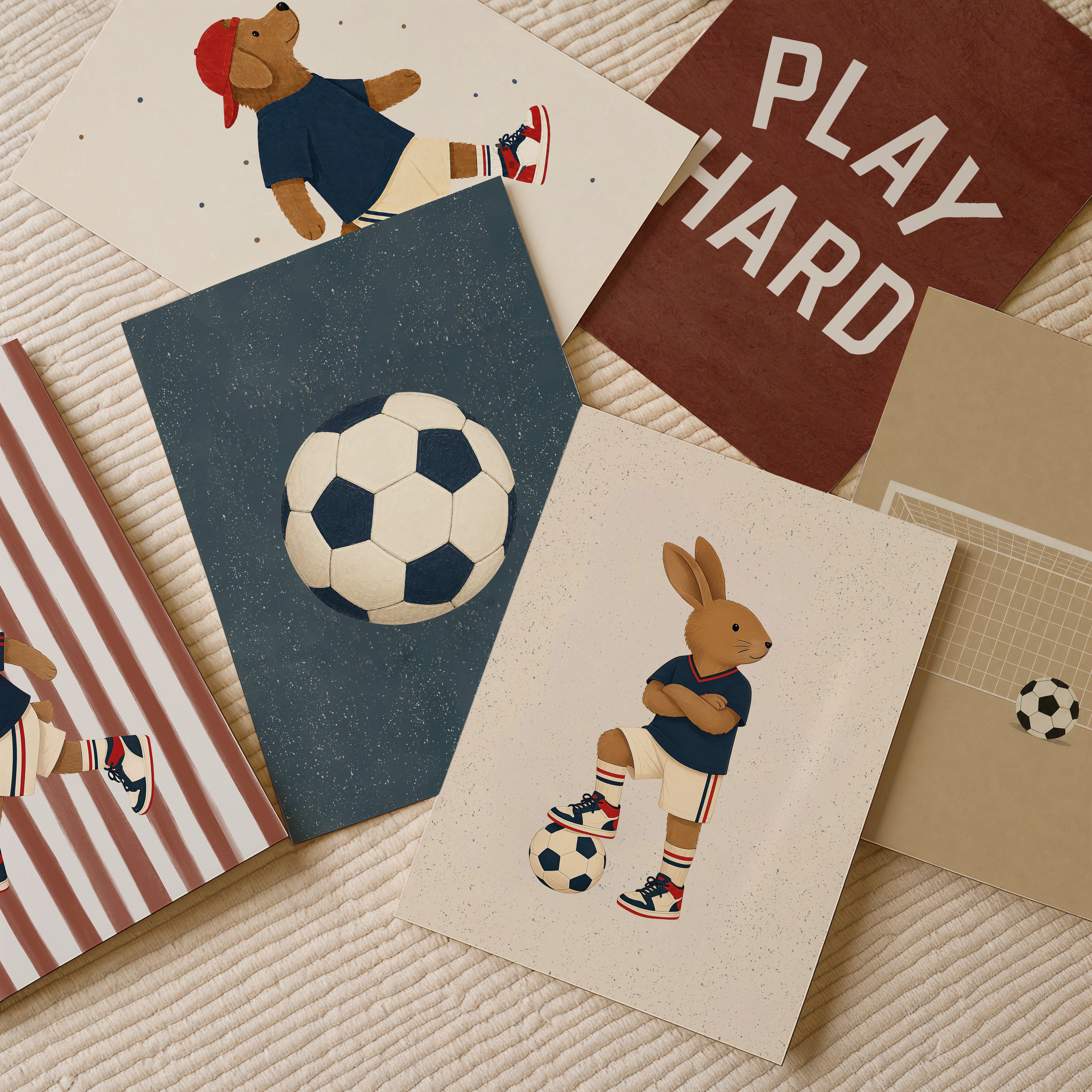 Children's room poster - Cool football rabbit